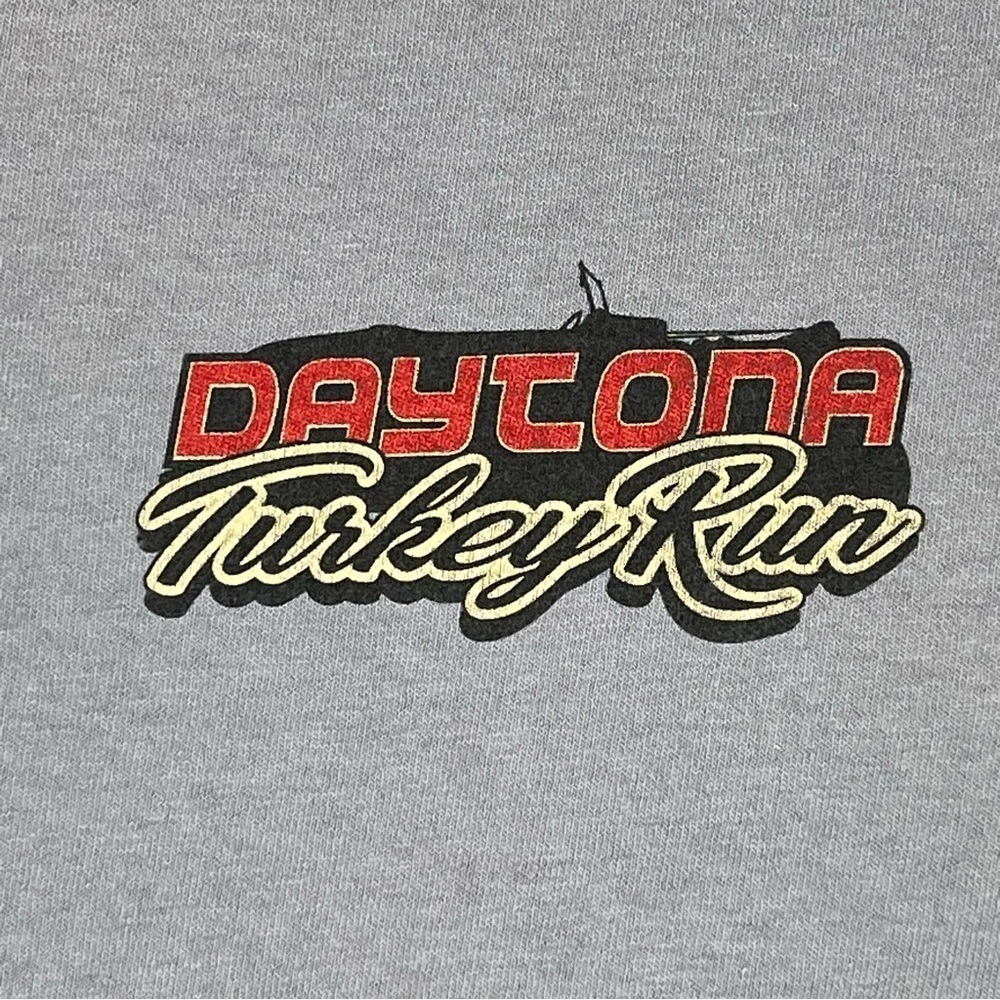Y2K Daytona Turkey Run Graphic T-Shirt Women Small Short Sleeve 100% Cotton Gray - Picture 6 of 11